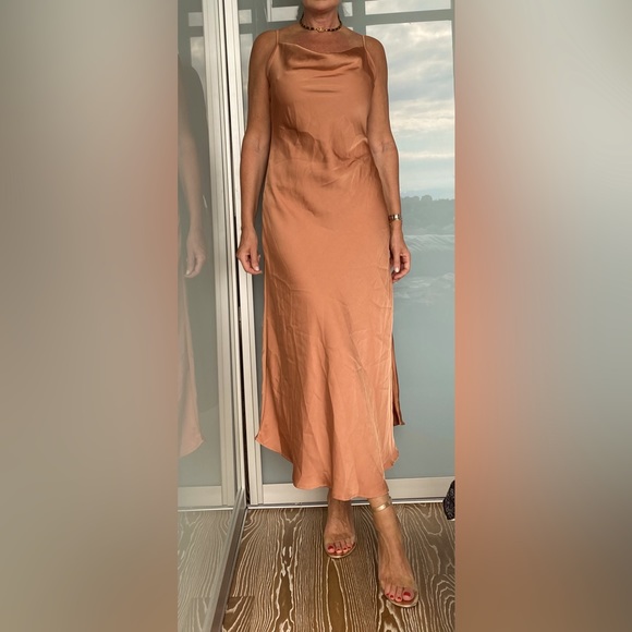 SHEIN cowl neck solid slip dress colour apricot size L excellent condition - Picture 1 of 5